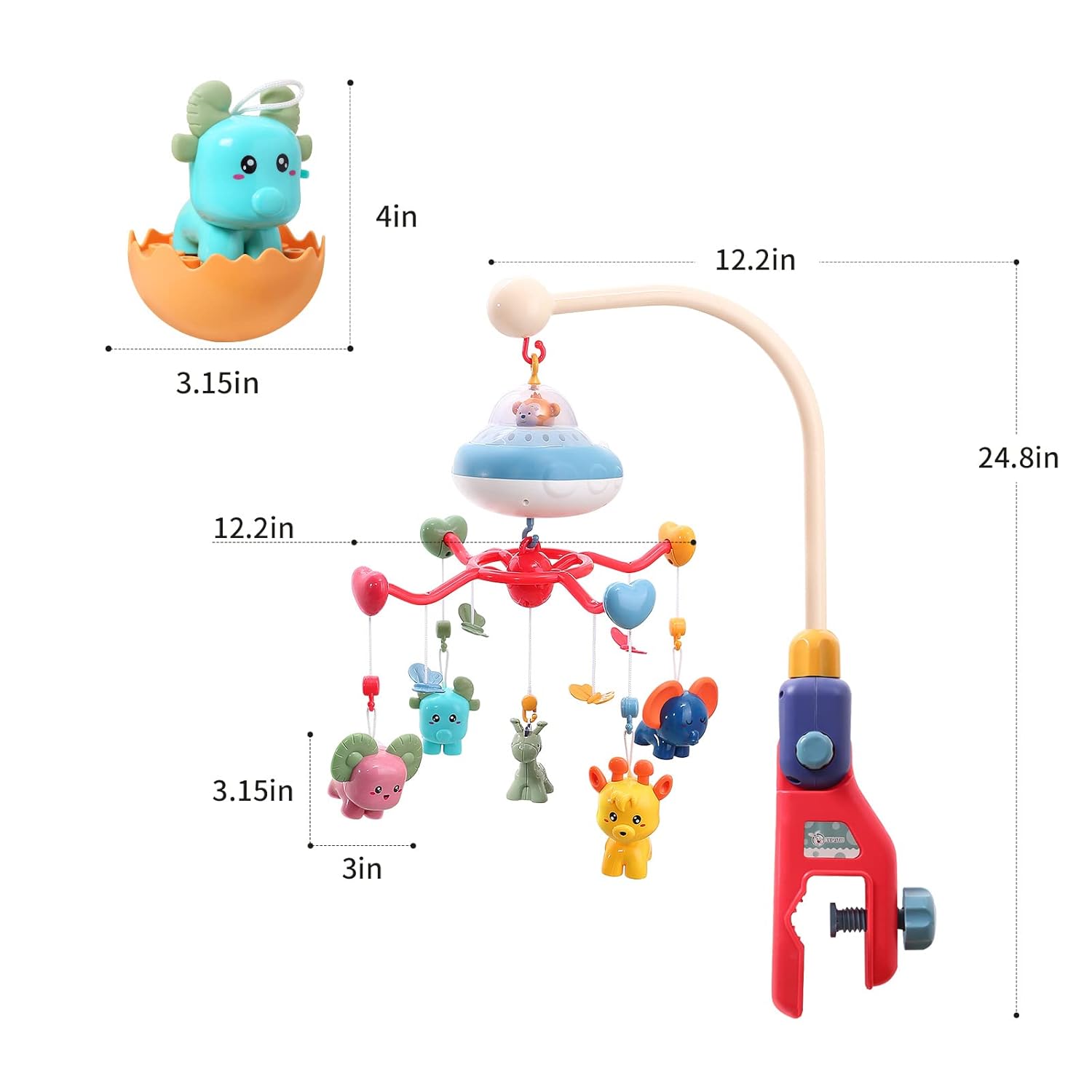 Rechargeable Musical Crib Mobile with Star Projector and Remote Control R272929
