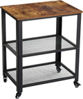 Industrial 3-Tier Rolling Utility Cart, Rustic Brown I566