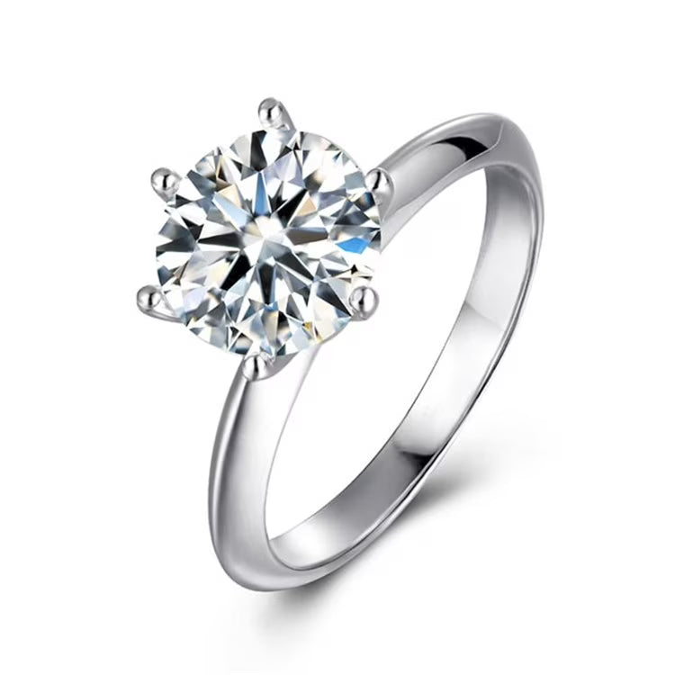 Platinum Plated Silver Solitaire Engagement Ring Q932