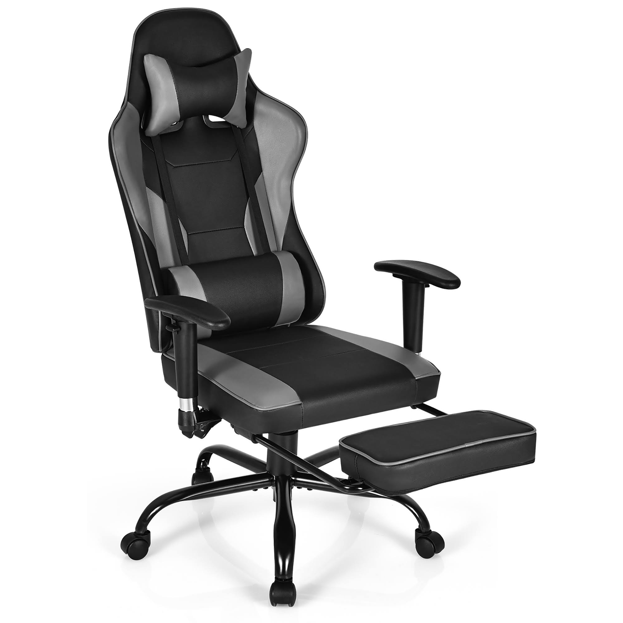 Black Gaming High Back Office Chair with Footrest Y97903