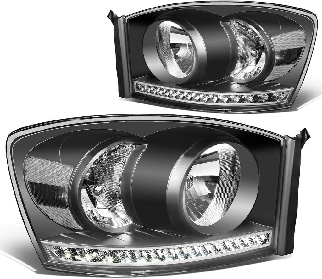 Black/Clear Dual LED DRL Sequential Turn Signal Projector Headlights B269292