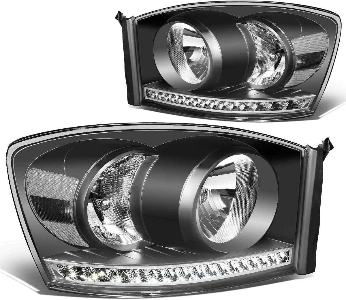 Black/Clear Dual LED DRL Sequential Turn Signal Projector Headlights B269292