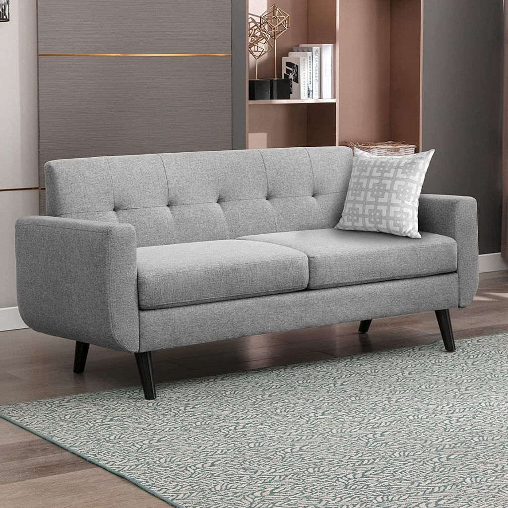 68" Futon Sofa 2-Seat Loveseat with Cushion, Light Gray R581