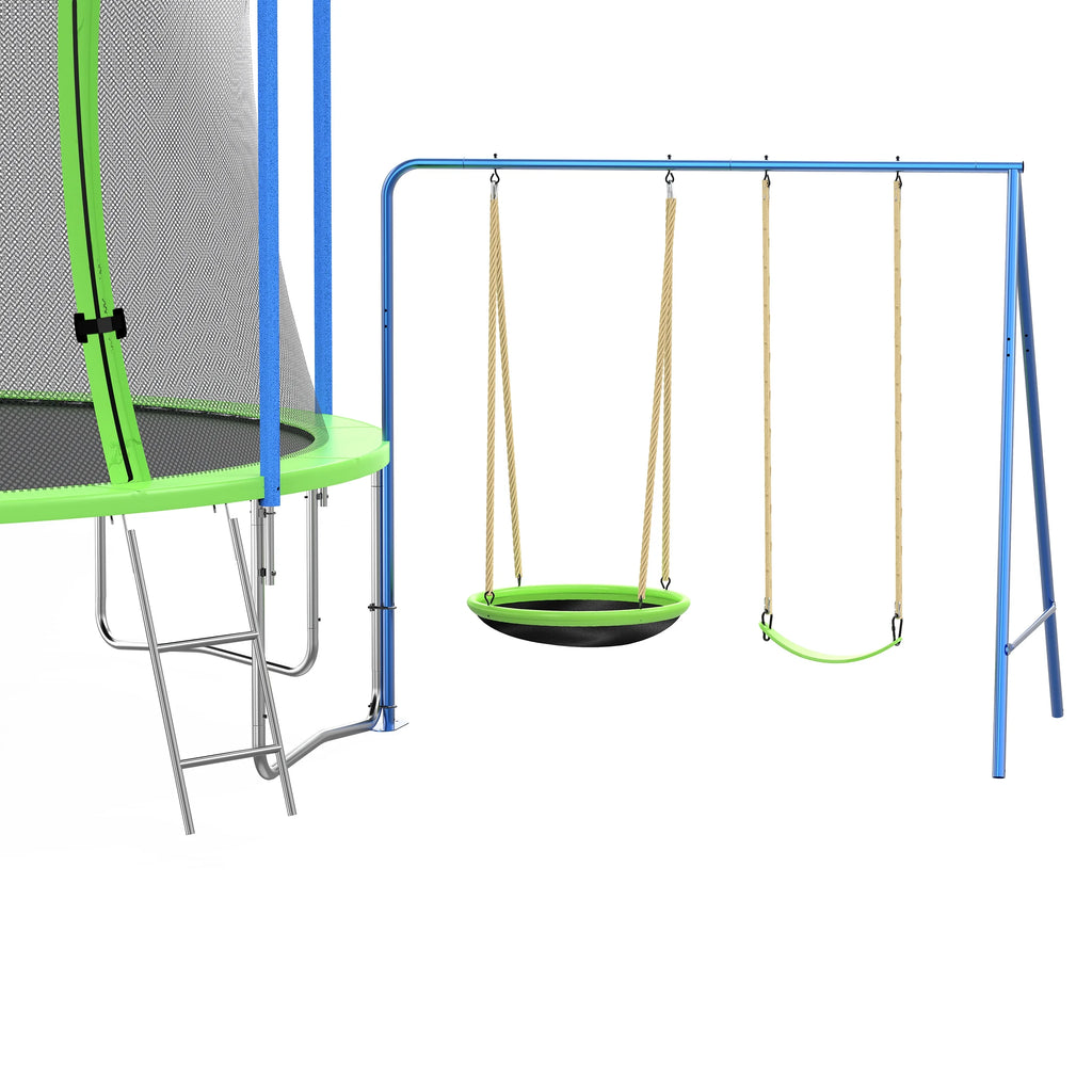 12FT Trampoline with Slide, Swings, Basketball Hoop, Ladder, Net F59779