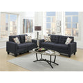 2pc Black Polyfiber Tufted Sofa Loveseat Set E335