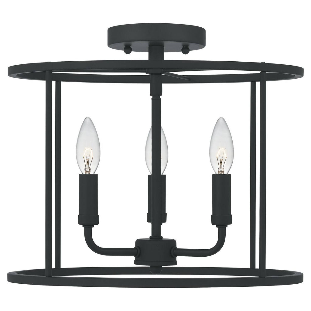 Three Light Semi Flush Mount Matte Black K6335