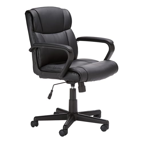 White Faux Leather Mid-Back Office Chair with Padded Armrests F615