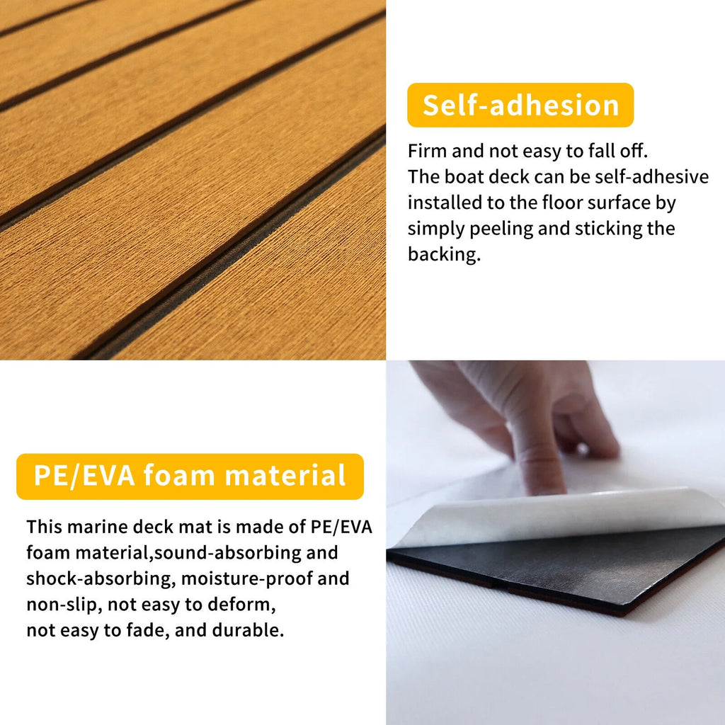 Brown Faux Teak EVA Boat Decking Sheet V9935