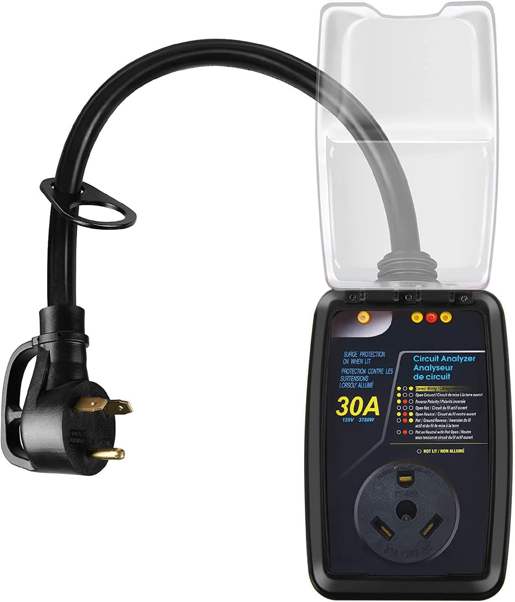 30 amp Surge Protector with 3 LED Indicator Light and Waterproof Cap, Pack of 2 D707378