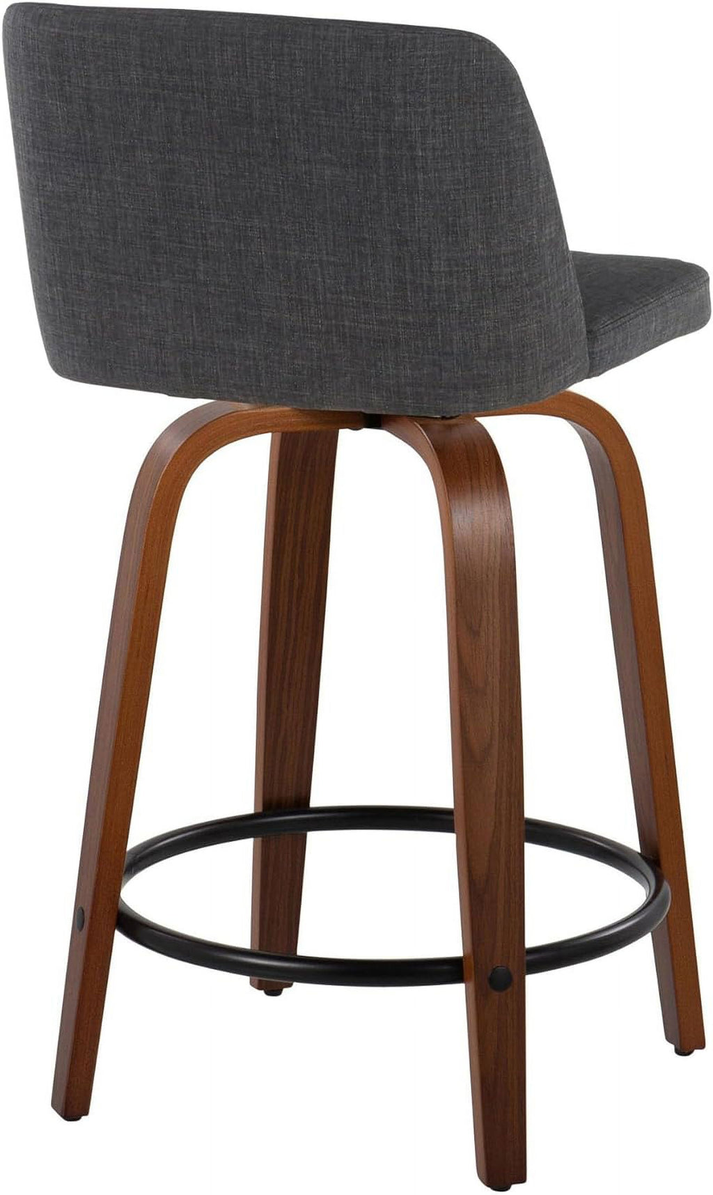 24" Counter Stool With Swivel In Walnut Wood And Charcoal Fabric - Set Of 2 A75985