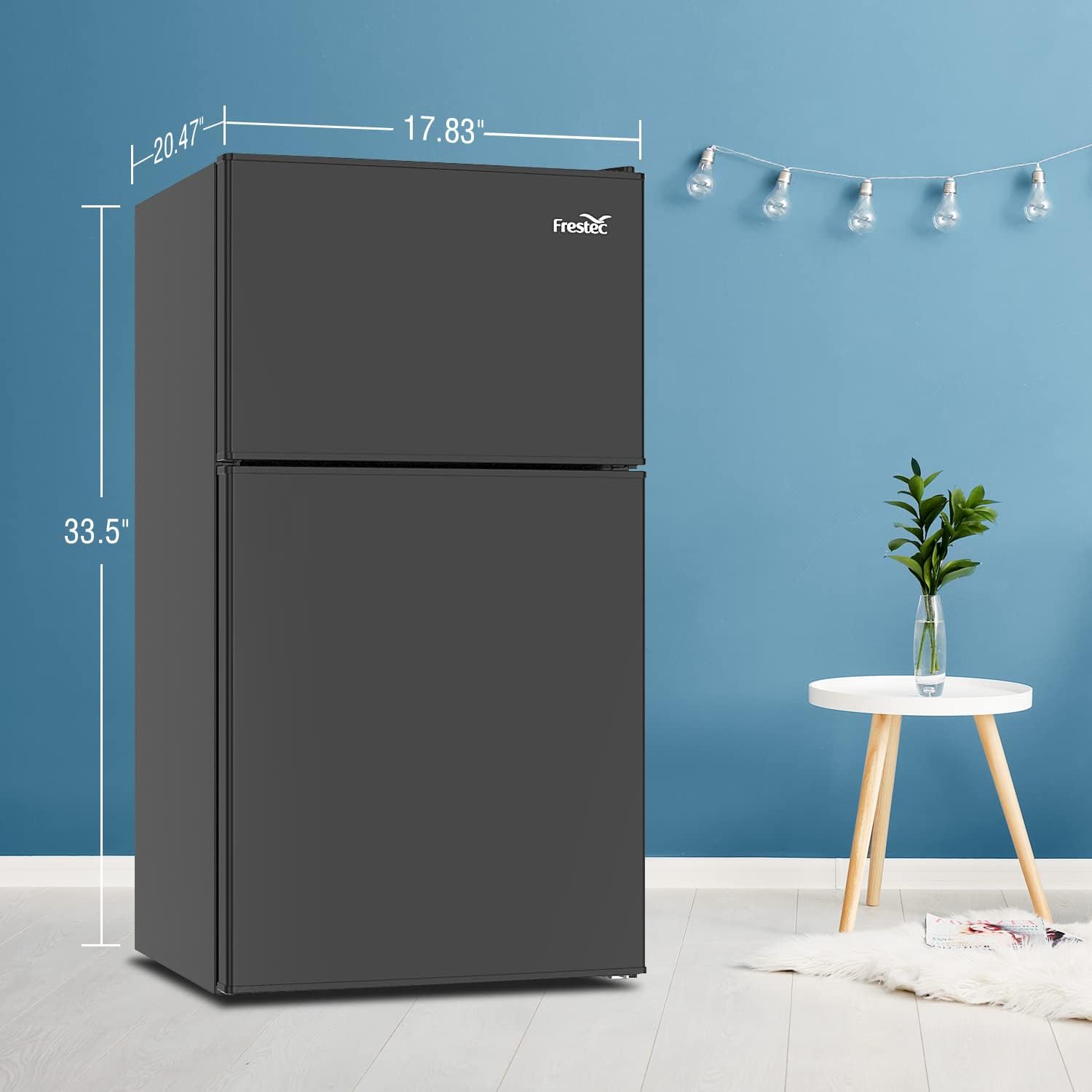 3.2 Cu.Ft Compact Refrigerator with Freezer, Black W759
