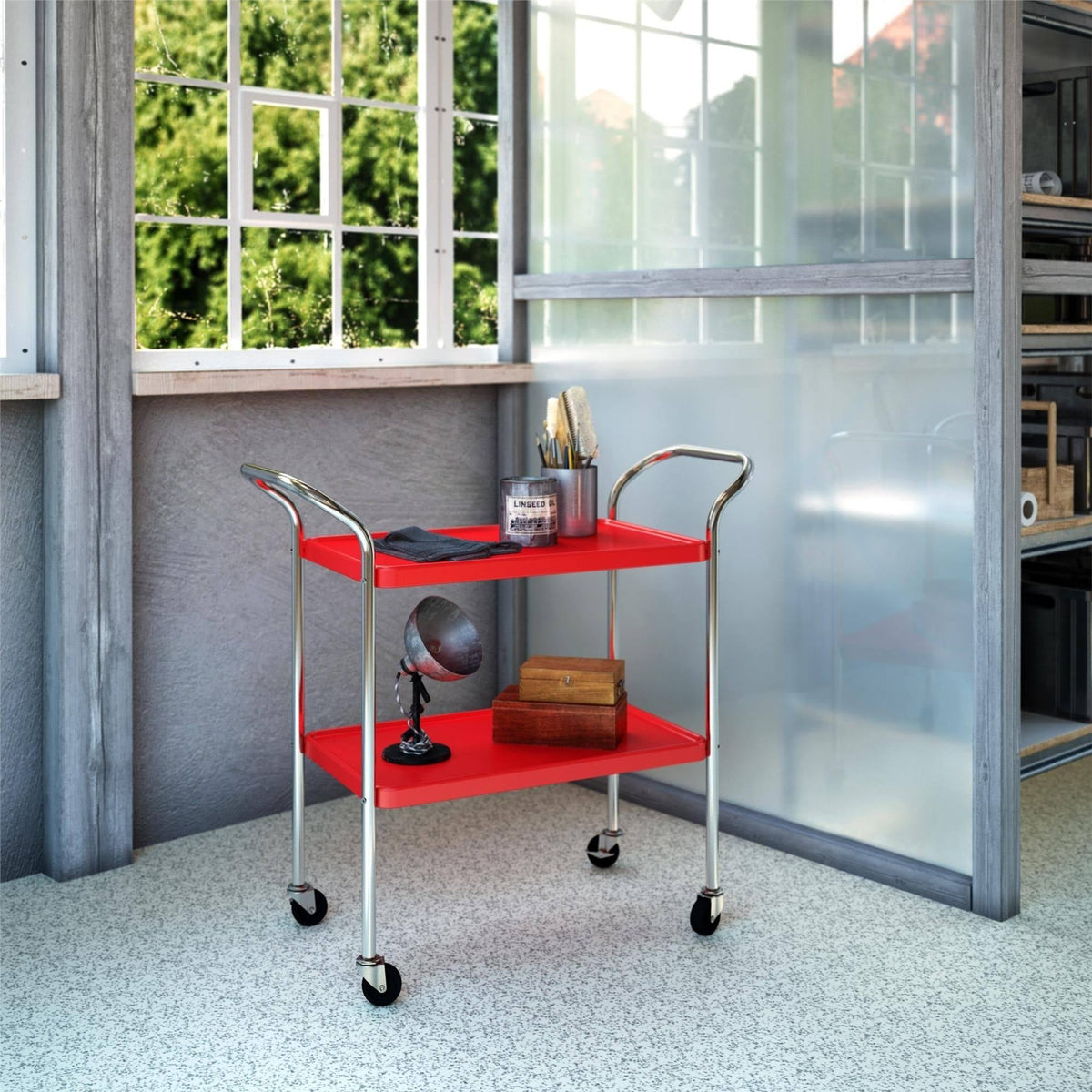 White 2 Tier Serving Cart M123