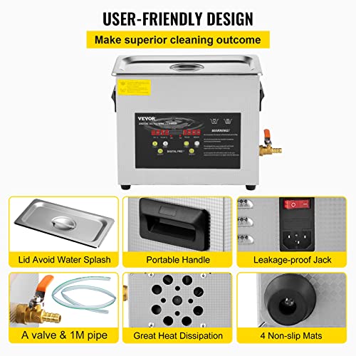 6L Ultrasonic Cleaner with Heater Timer E9717