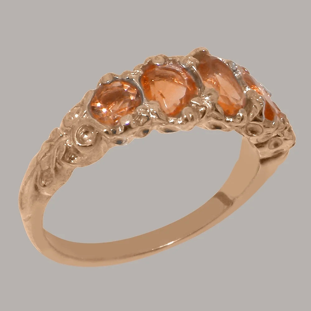 9k Rose Gold Citrine Womens Band Ring B115772
