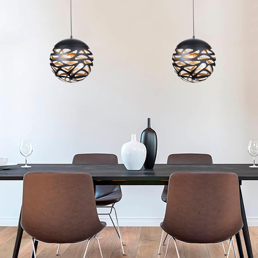 Matte Black Metal Pendant Light with Bulb Included X23756