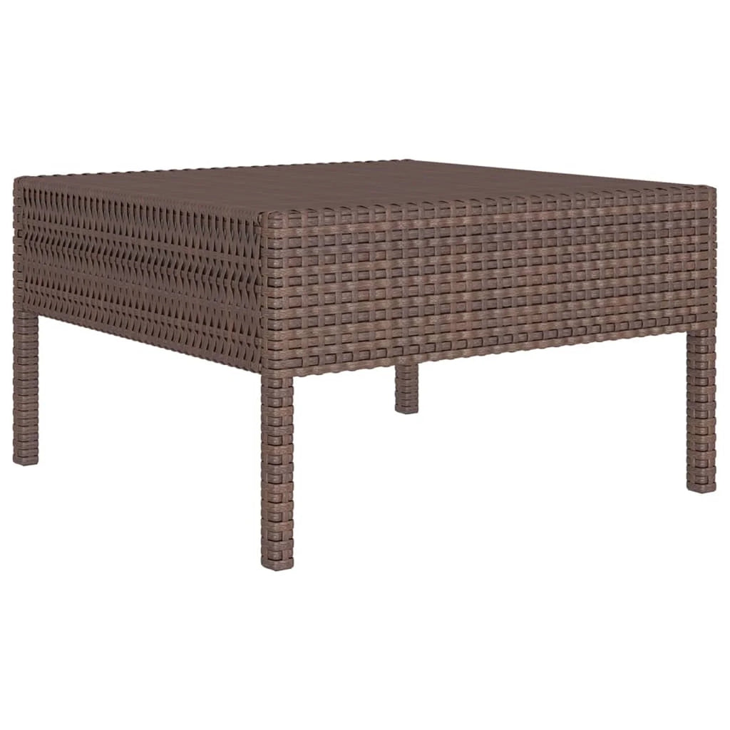9 Piece Patio Lounge Set with Cream White Cushion Brown Poly Rattan Sectional Outdoor Furniture Set X1949
