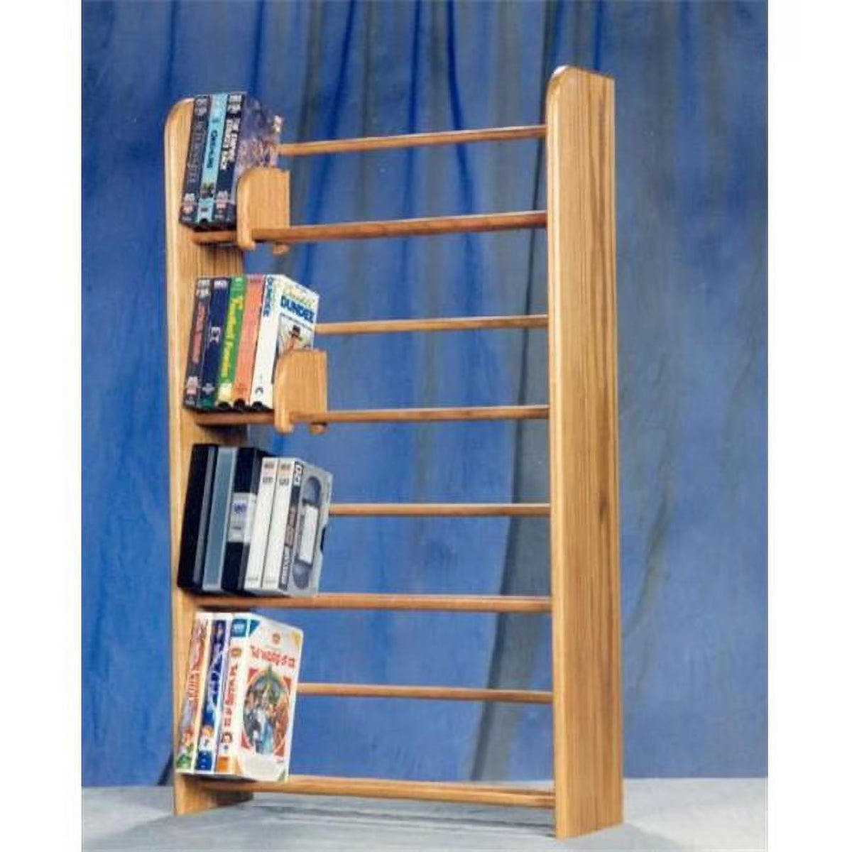 Solid Oak 4 Row DVD-VHS Rack L672