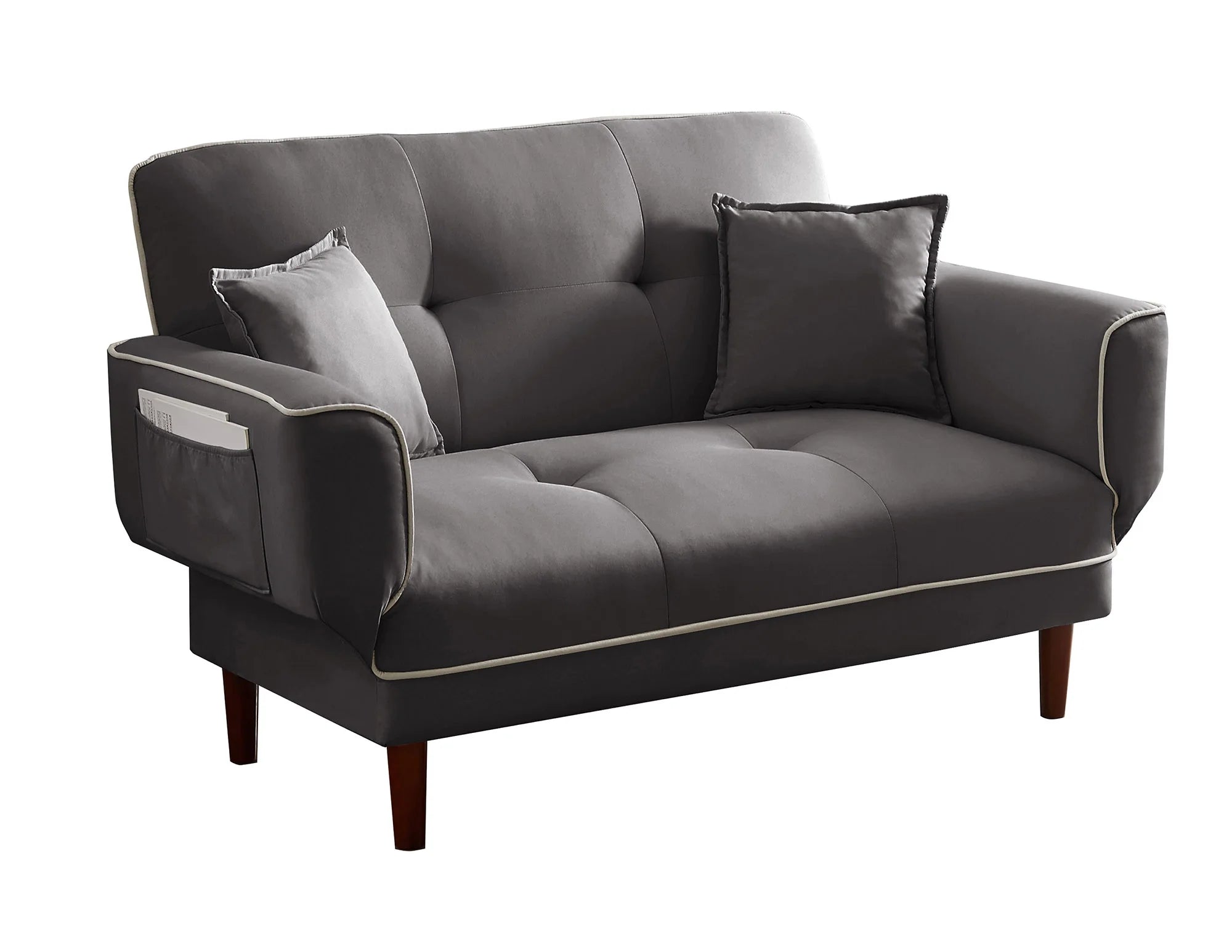 Grey Fabric Sofa Bed Sleeper with 2 Pillows Z8348