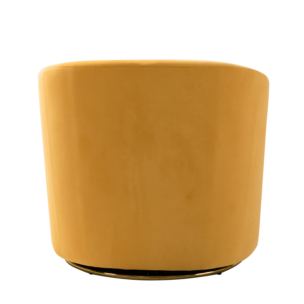 Mustard Velvet Swivel Barrel Chair with Wood Frame and Metal Base G38806