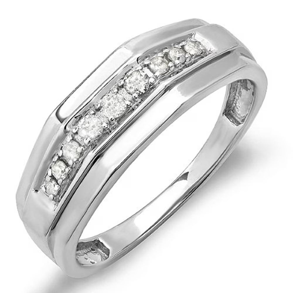Sterling Silver Mens Diamond Wedding Band, Size 9 K629
