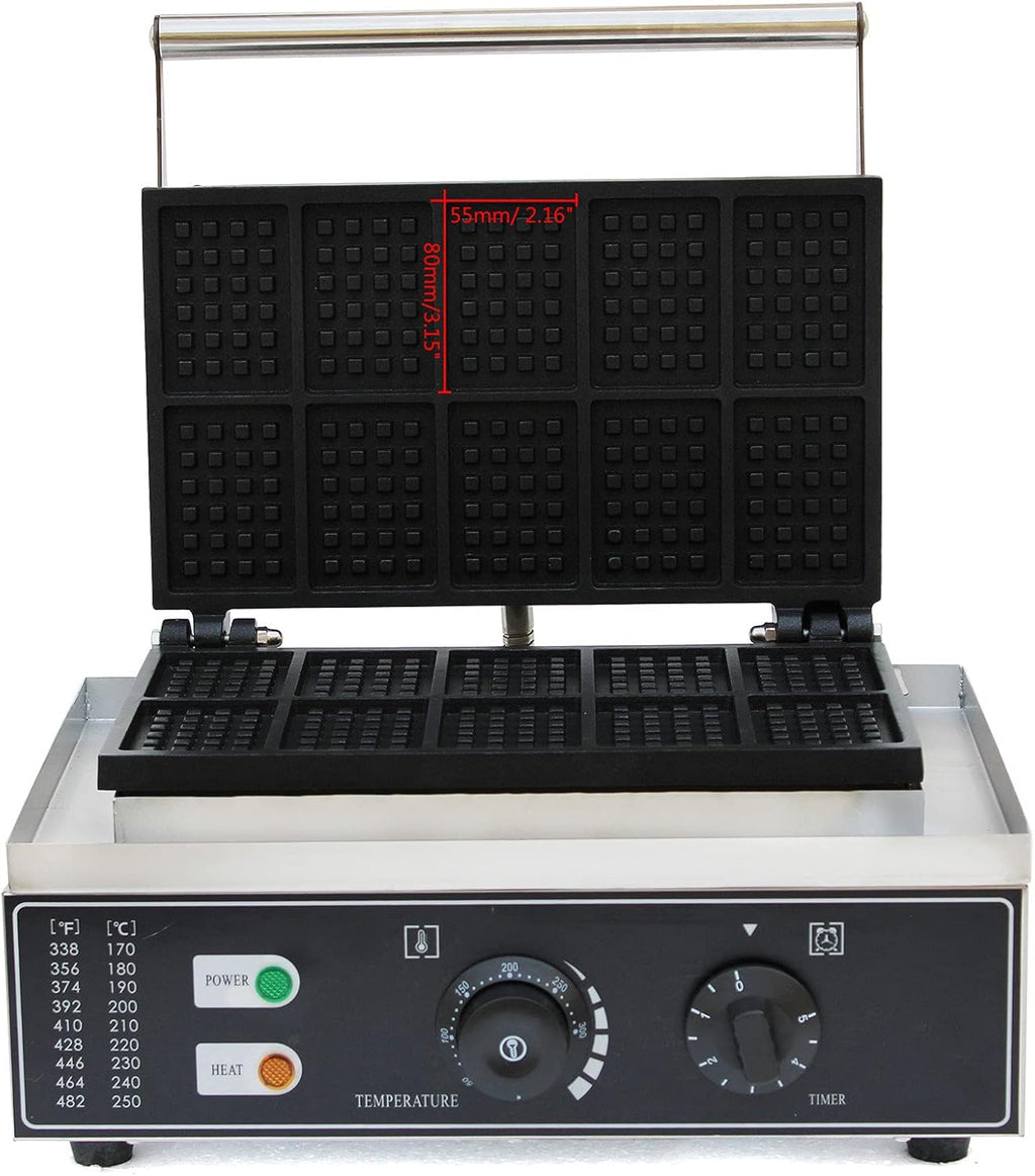 Square Waffle Iron, 10Pcs Nonstick Dual Heating Electric Waffle Machine X37476