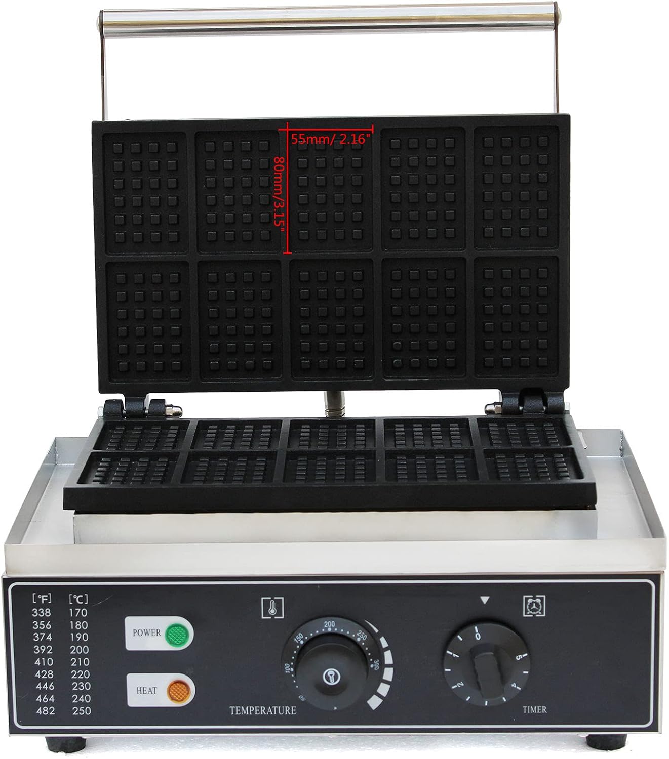 Square Waffle Iron, 10Pcs Nonstick Dual Heating Electric Waffle Machine X37476