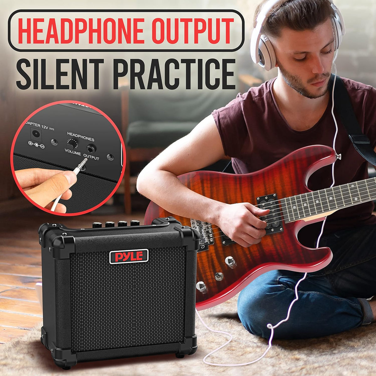 Portable 10 Watt Mini Electric Guitar Amplifier with 5-Inch Speaker, Pack of 2 K6539