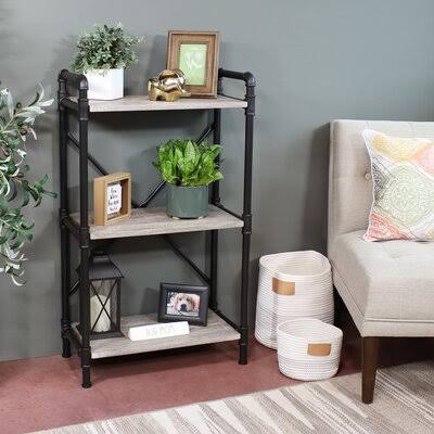 Steel Etagere Bookcase Gray 3 Shelves 40” H x 24” W x 12” D A396