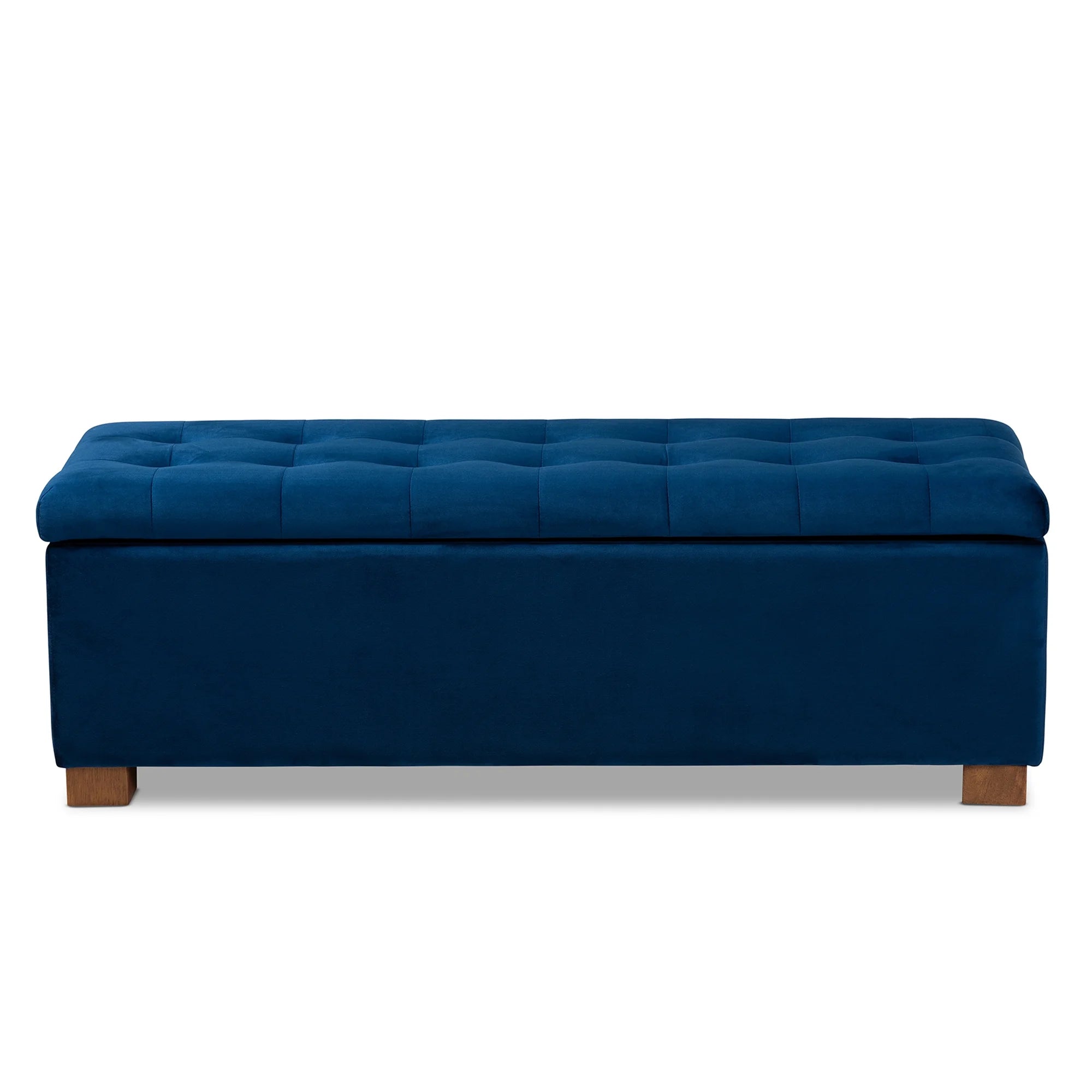 Navy Blue Velvet Storage Ottoman Bench Q516483
