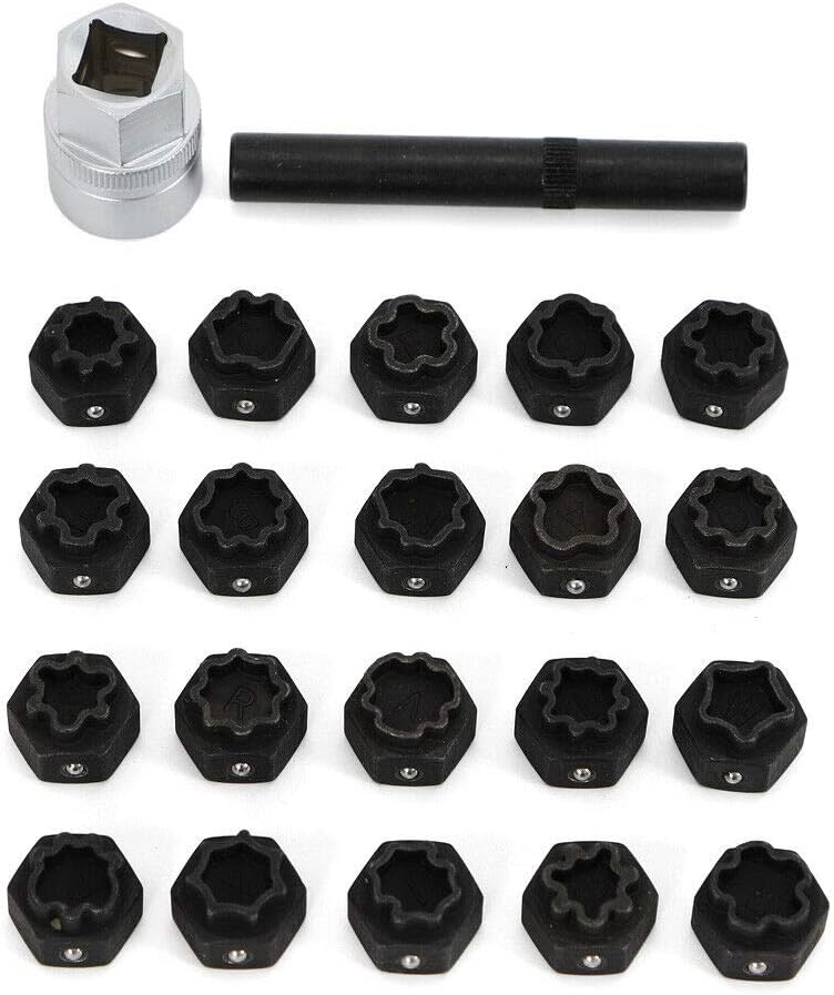 22Pc Wheel Locking Key Lug Nut Removal Set R665