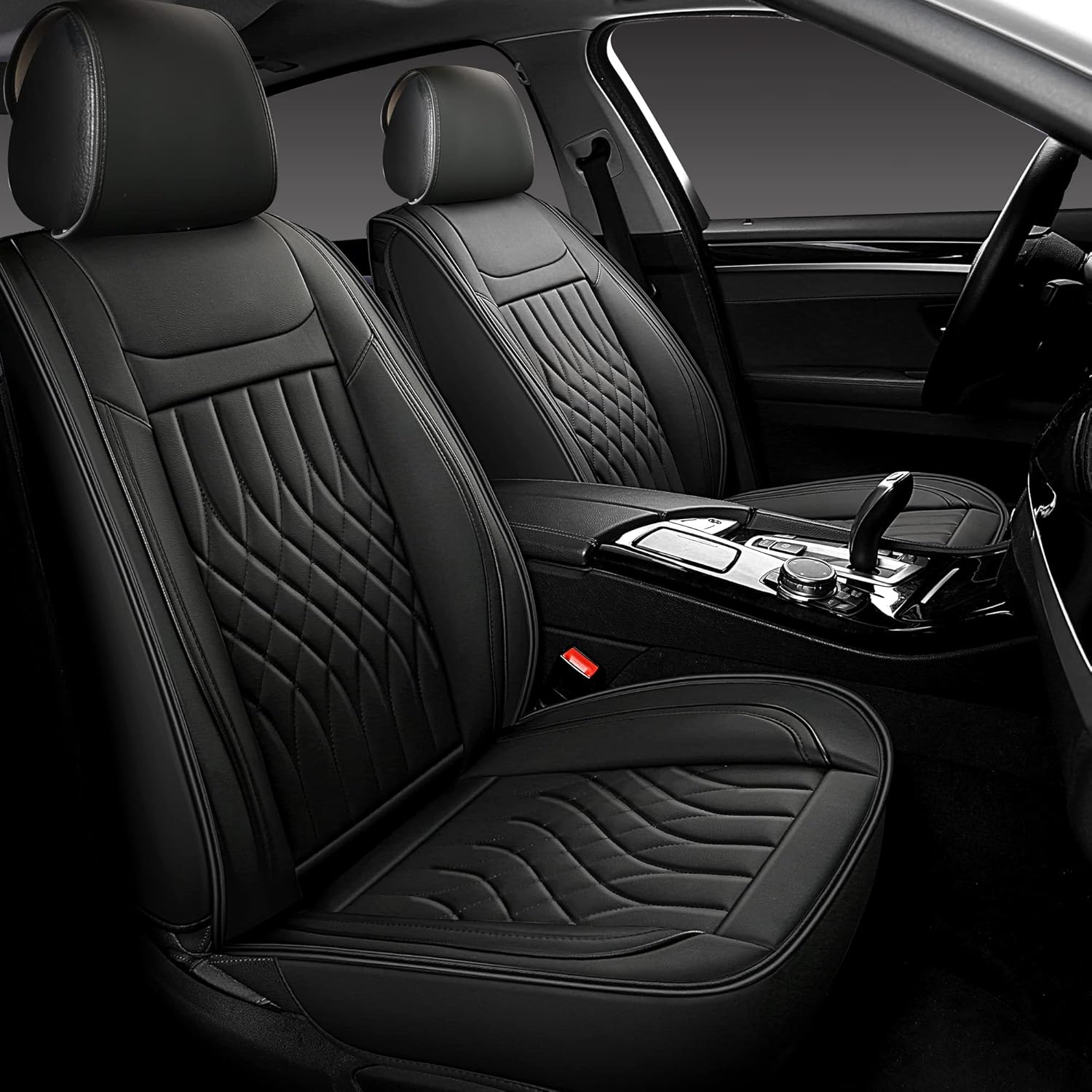 Grey Leather Car Seat Covers 2 PCS Front Y168