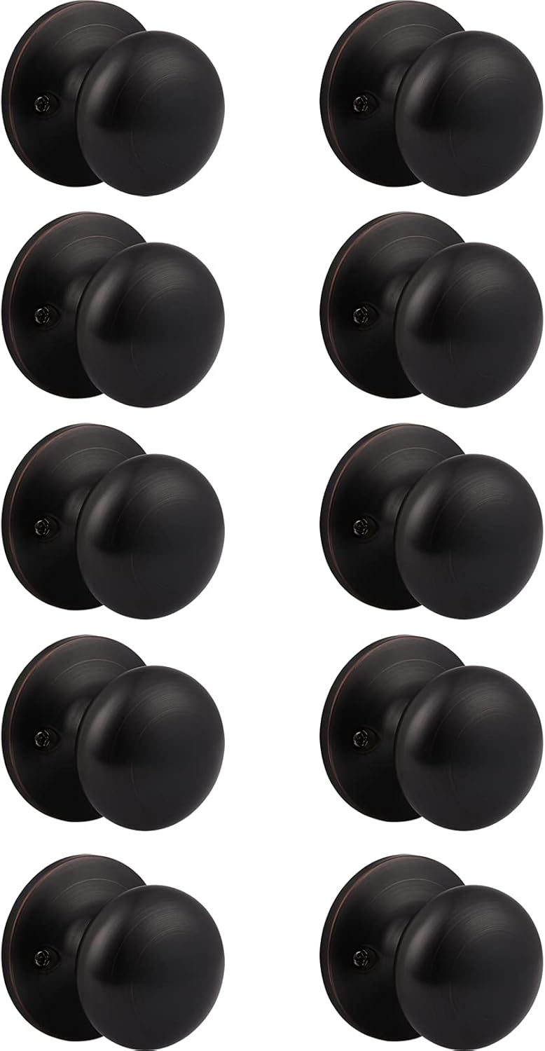 6 Pack Oil Rubbed Bronze Round Door Knob Set B7607