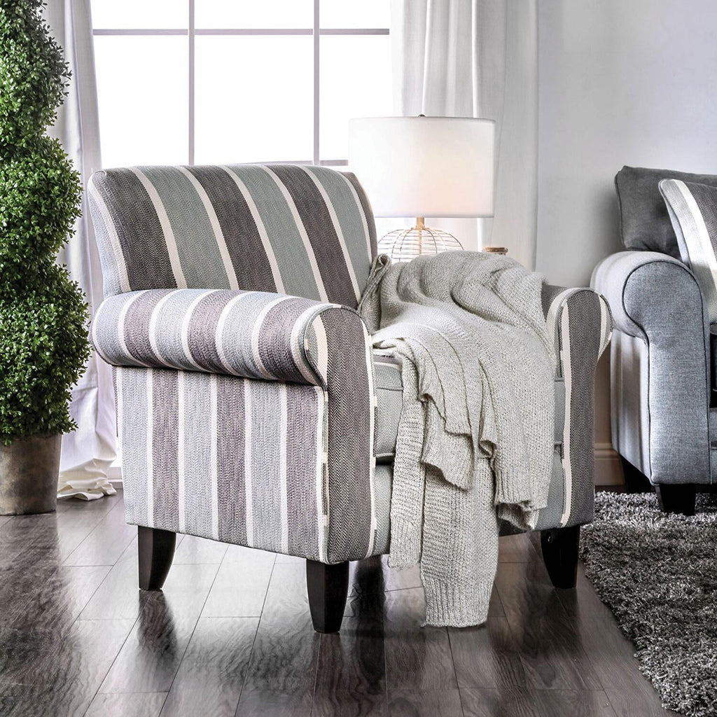 Blue Gray Fabric Living Room Set 5pcs W5818
