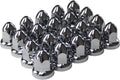ABS Chrome Plastic 33mm Push-on Bullet Flanged Lug Nut Covers for Semi Trucks (Pack of 60) G181