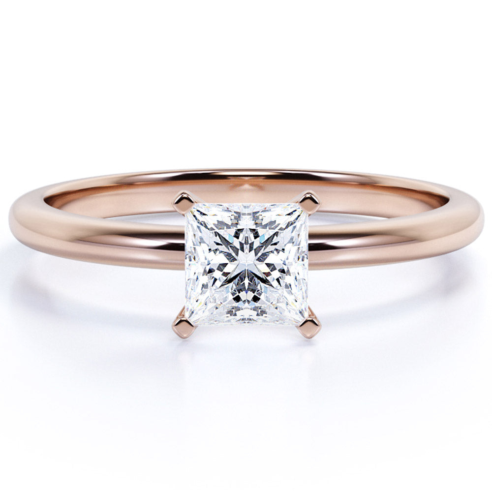 10k Rose Gold Princess Cut Moissanite Engagement Ring J5181