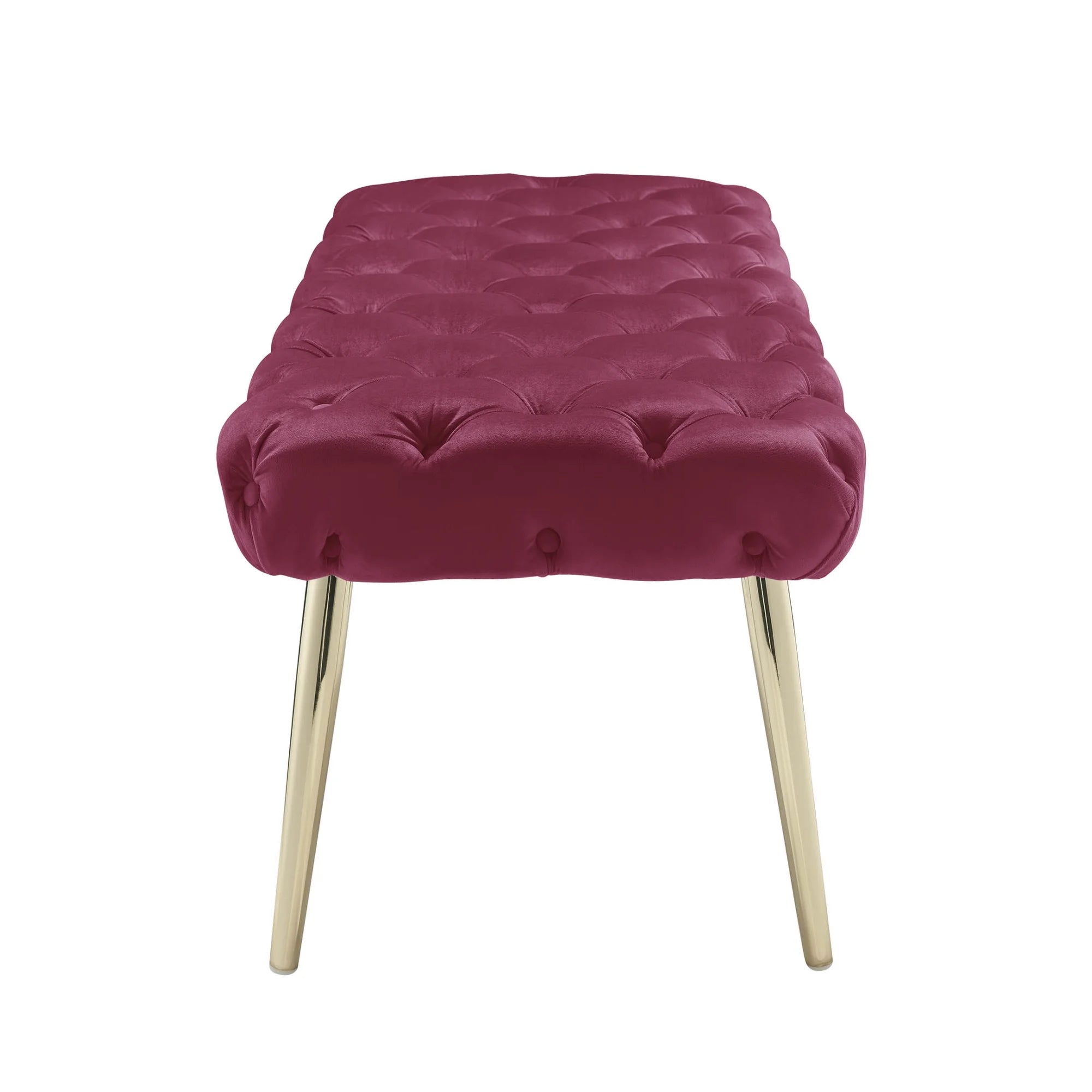 Fuchsia/Gold Velvet Bench with Metal Legs M7283