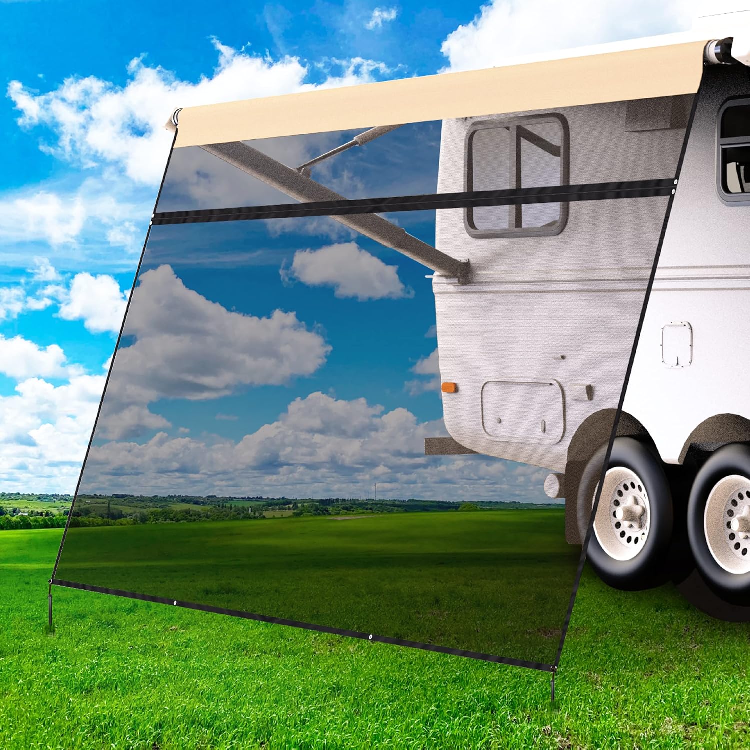 RV Awning Shade Screen 8x15.3’ with Zipper B3349