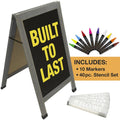 Heavy-Duty Sandwich Board Sidewalk Chalkboard Sign with Chalk Markers, Stencil Set, Chalk, Eraser Z75856