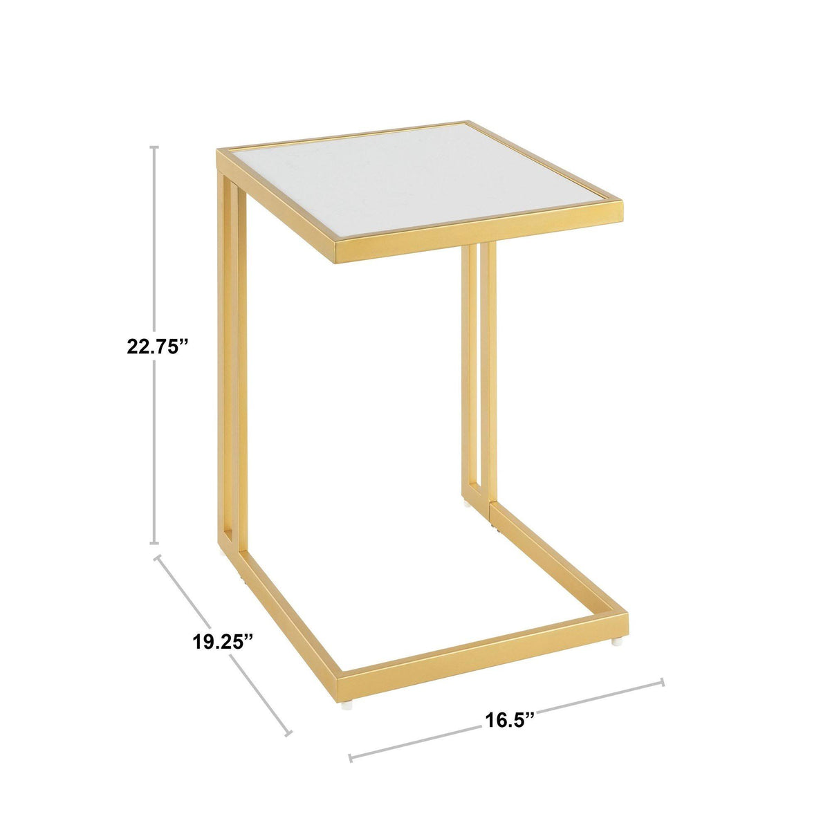 Gold Metal White Marble Side Table Y444