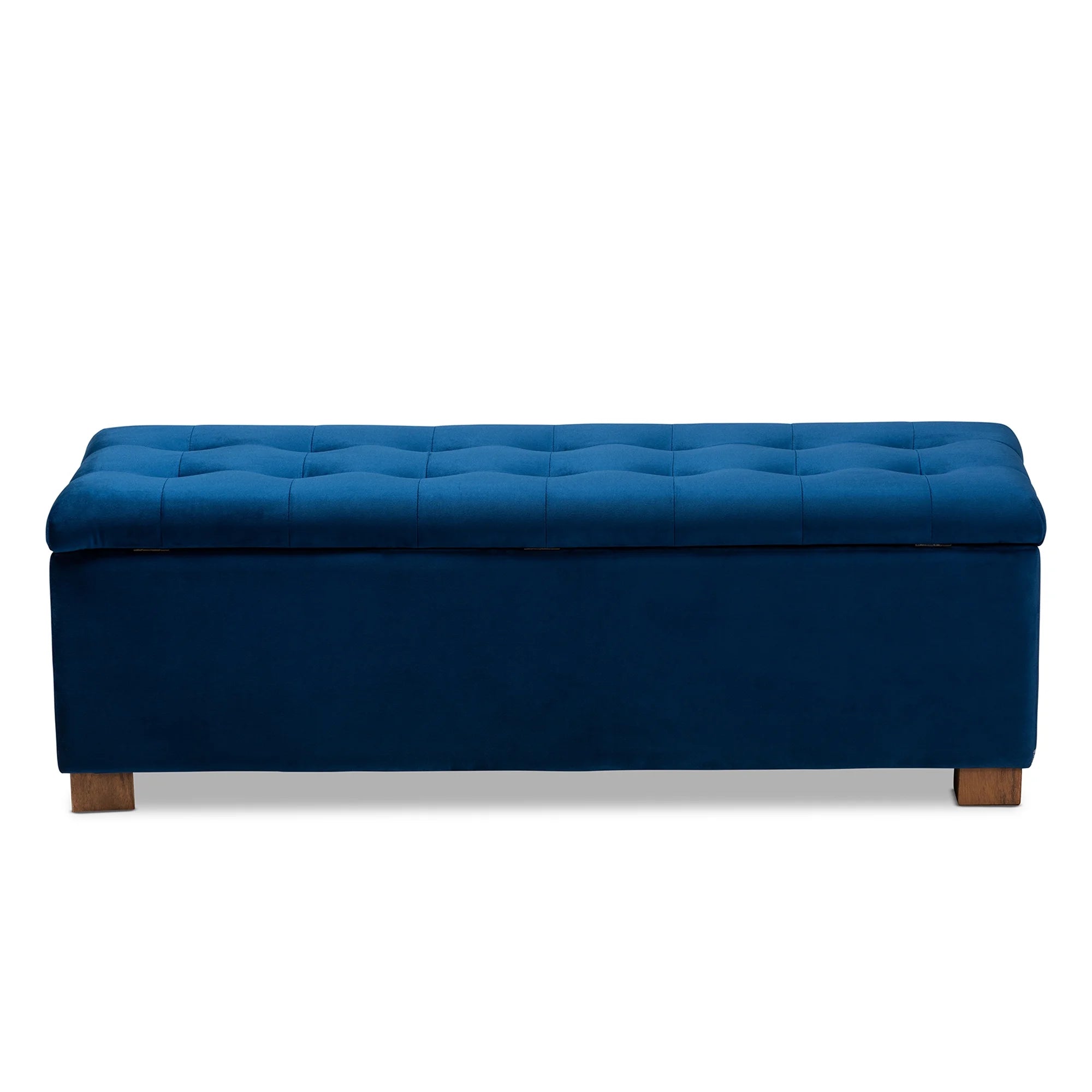 Navy Blue Velvet Storage Ottoman Bench Q516483