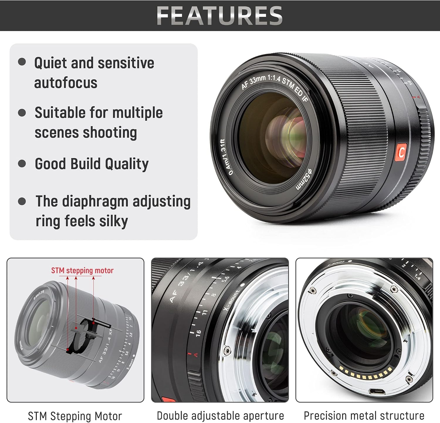33mm F1.4 AF Auto Focus Lens for Fujifilm X Mount H945929