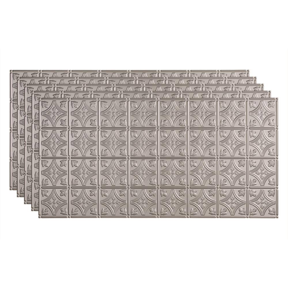 Argent Silver Decorative Vinyl Glue Up Ceiling Tile 5 Pack B624732