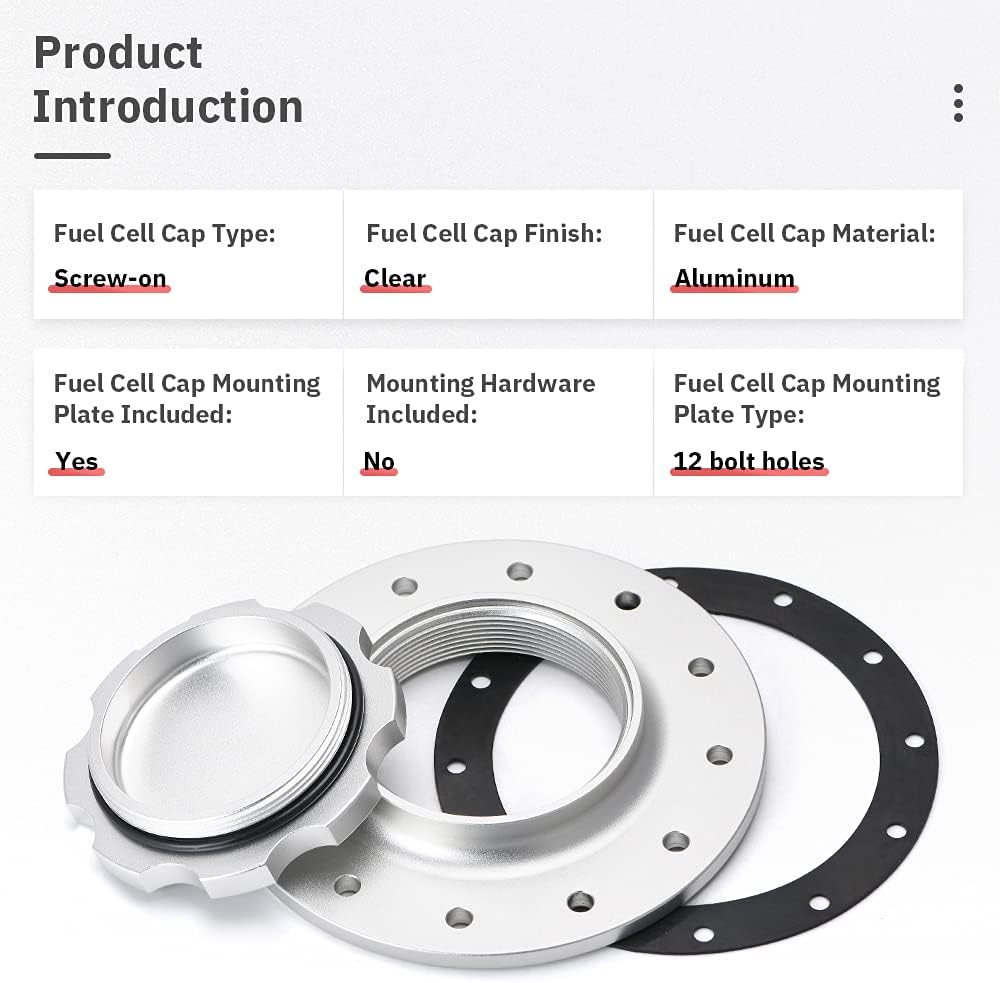 Billet Aluminum Fuel Cell Gas Cap with 12 Hole Cell Bung and Gasket Pack of 2 R73747