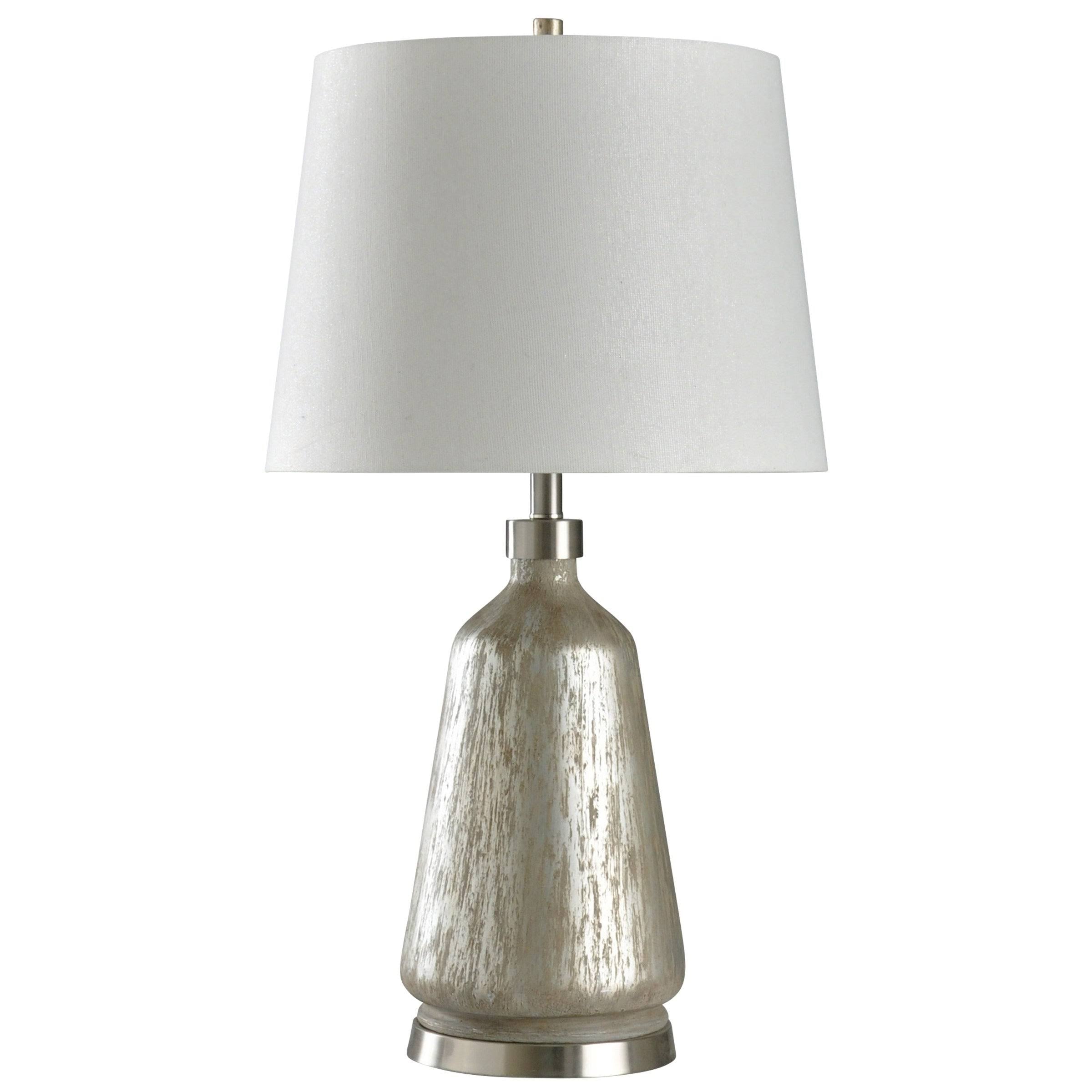 Silver Table Lamp with White Shade I25456