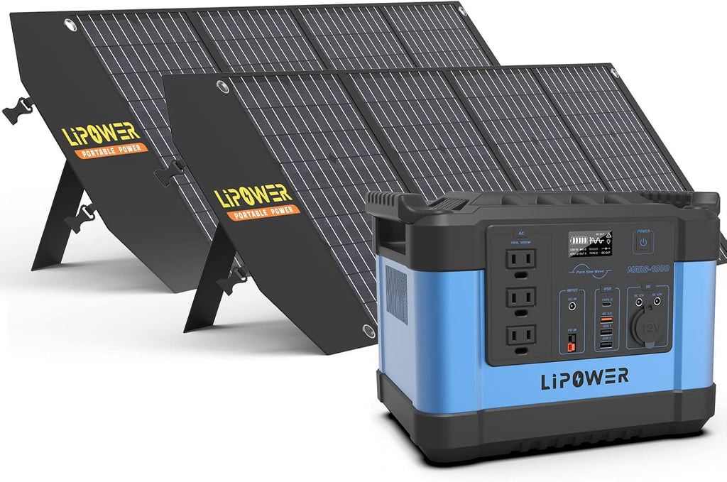 Portable Power Station 1000W Solar Generator with 3 110V Pure Sine Wave AC Outlet H437083