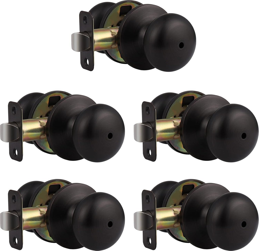 6 Pack Oil Rubbed Bronze Round Door Knob Set B7607