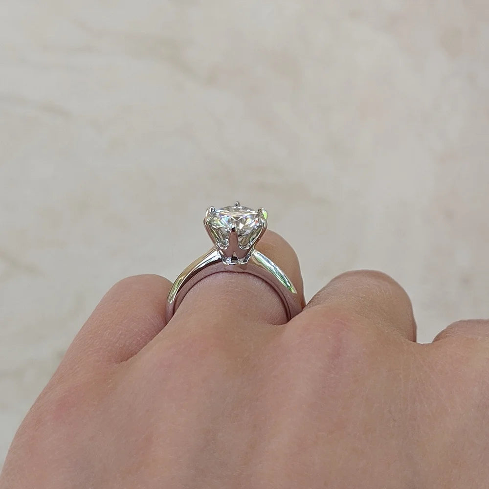 Platinum Plated Silver Solitaire Engagement Ring Q932