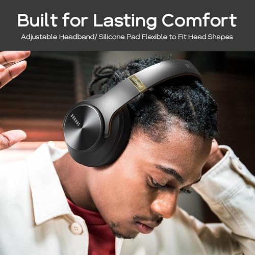 Bluetooth Headphones Over Ear, 90 Hours Playtime, Wireless, Noise Isolating, HiFi Stereo, Black F435786