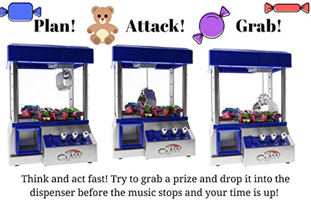 Blue Electronic Candy Grabber Machine Arcade Game with LED Lights Z10042