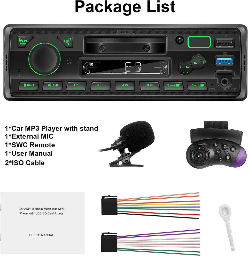 Single Din Car Stereo with Bluetooth MP3 Player, Pack of 2 X14764